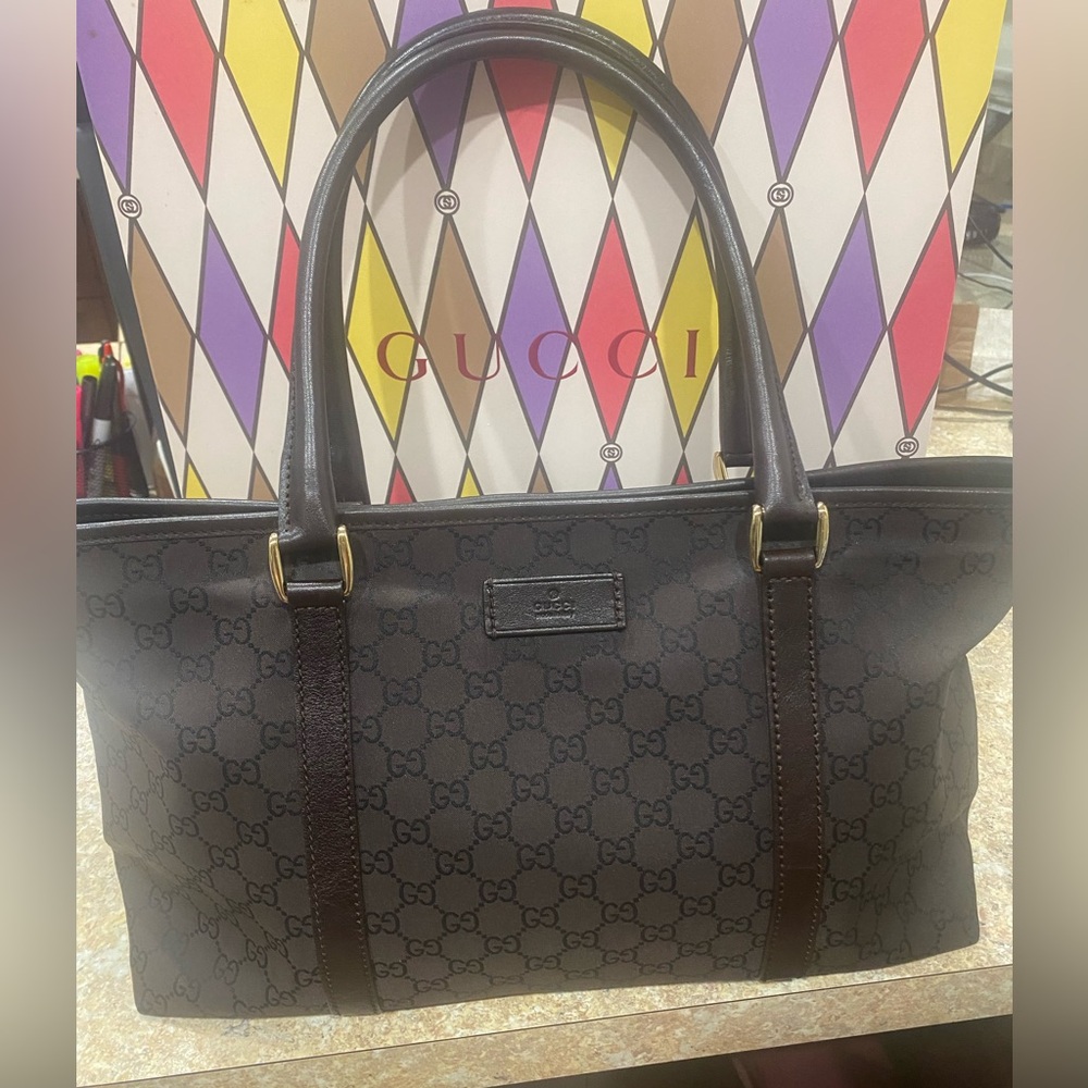 Gucci GG Brown Canvas Tote/Hand Bag 257302 204991 NWOT - Picture 14 of 16